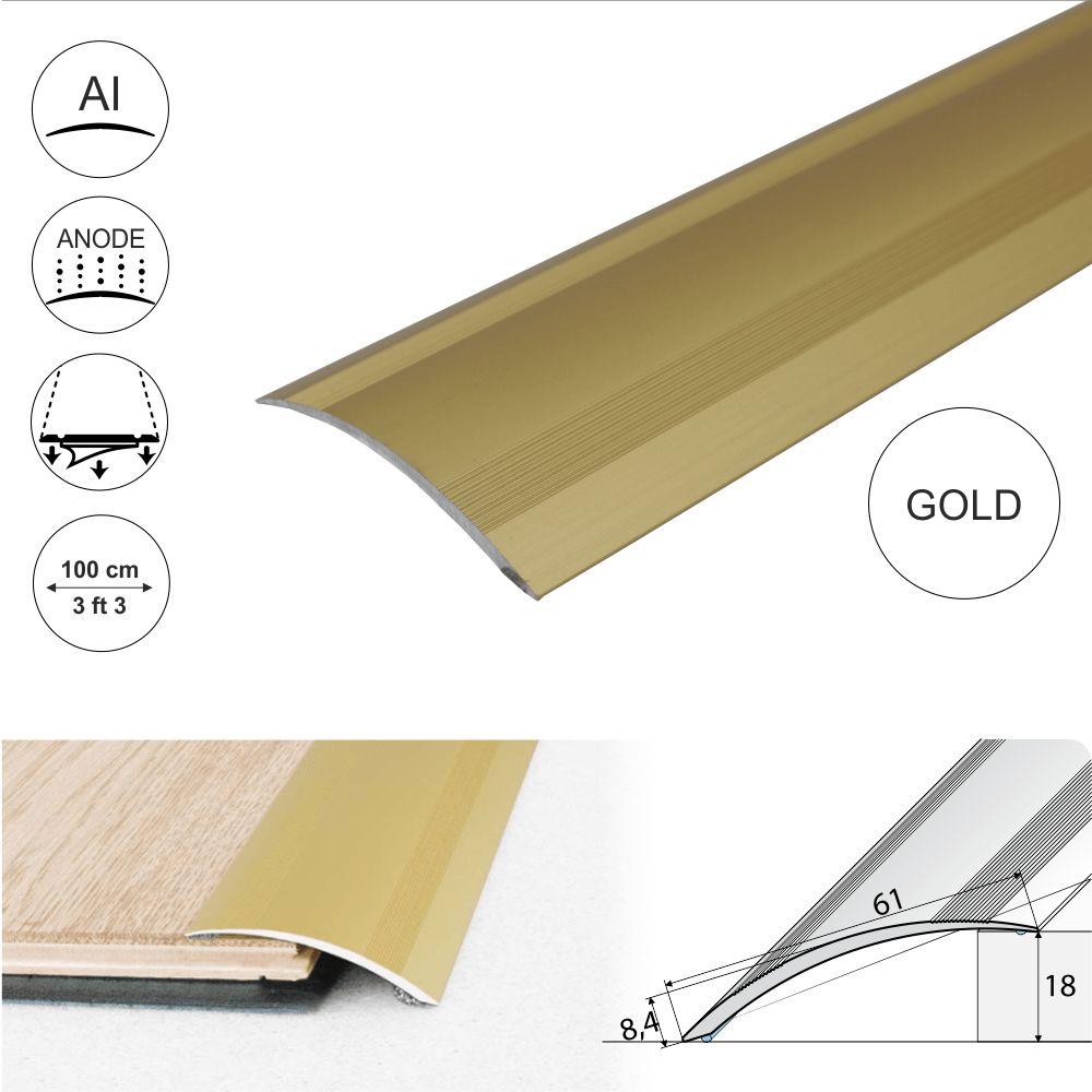 Anodised Aluminium Self Adhesive Door Threshold Ramp Profile