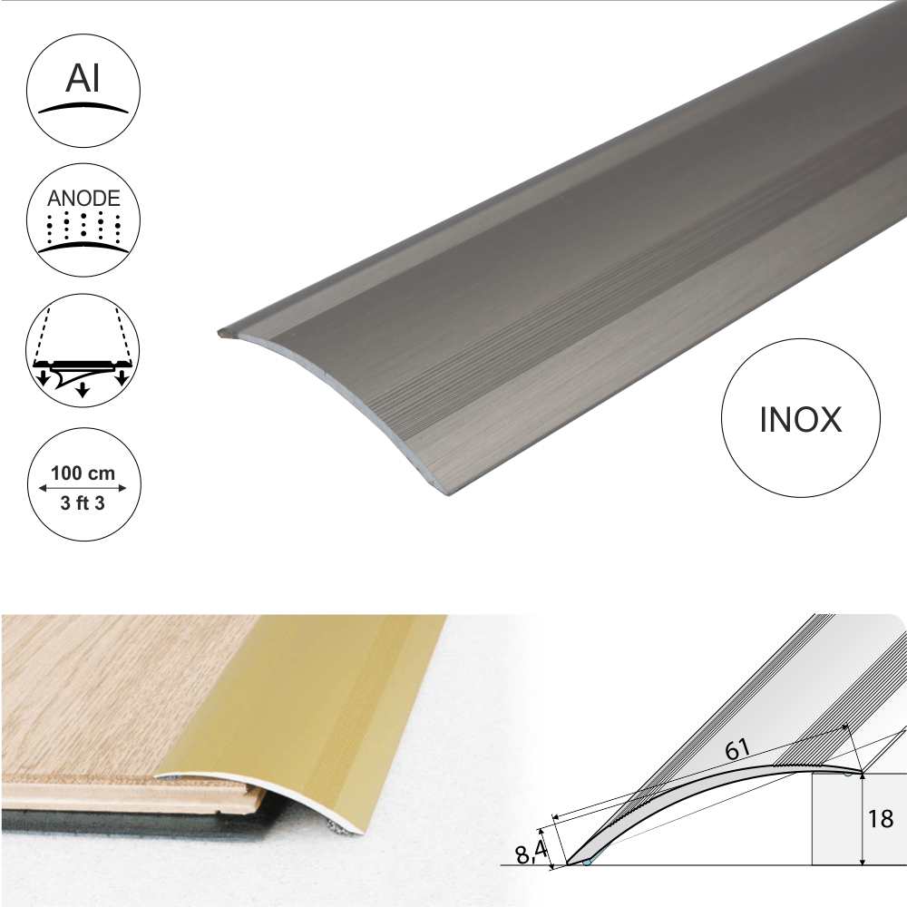 Anodised Aluminium Self Adhesive Door Threshold Ramp Profile