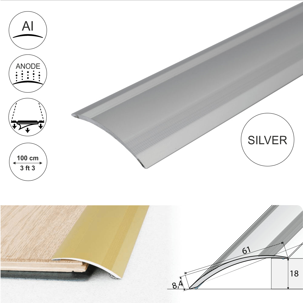 Anodised Aluminium Self Adhesive Door Threshold Ramp Profile