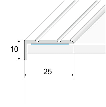 A31 25 x 10mm Anodised Aluminium Self Adhesive Stair Nosing Edge Trim