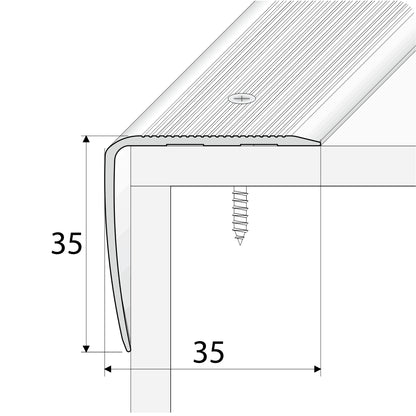 A41 35 x 35mm Anodised Aluminium Non Slip Ribbed Treads Stair Nosing Edge Trim