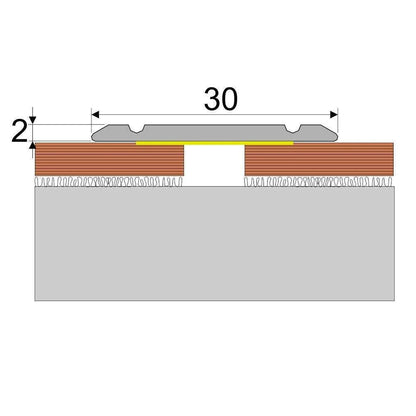A02 30mm Anodised Aluminium Flat Self Adhesive Door Threshold Strip