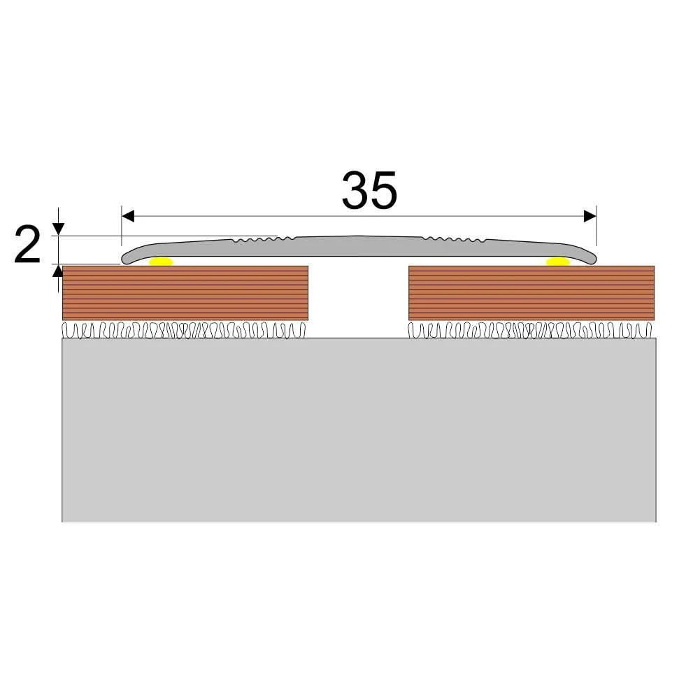 A08 35mm Anodised Aluminium Flat Self Adhesive Door Threshold Strip