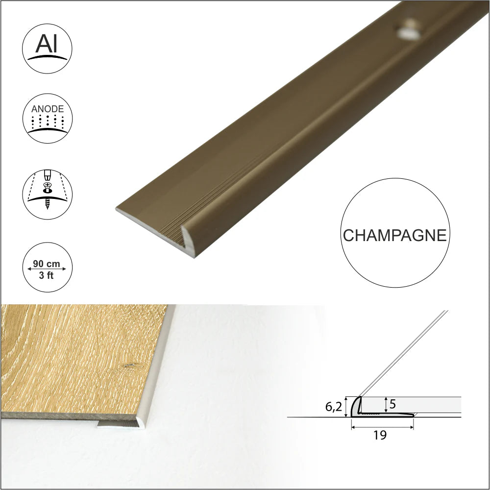 C10 Anodised Aluminium LVT Edging Profile Threshold For 5mm Flooring