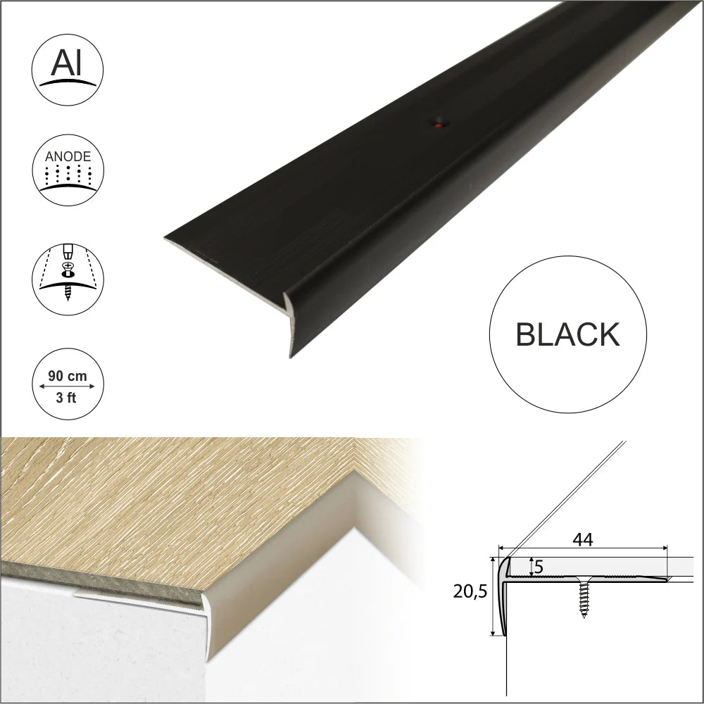  Anodised Aluminium LVT Stair nosing Edge Profile For 5mm Flooring