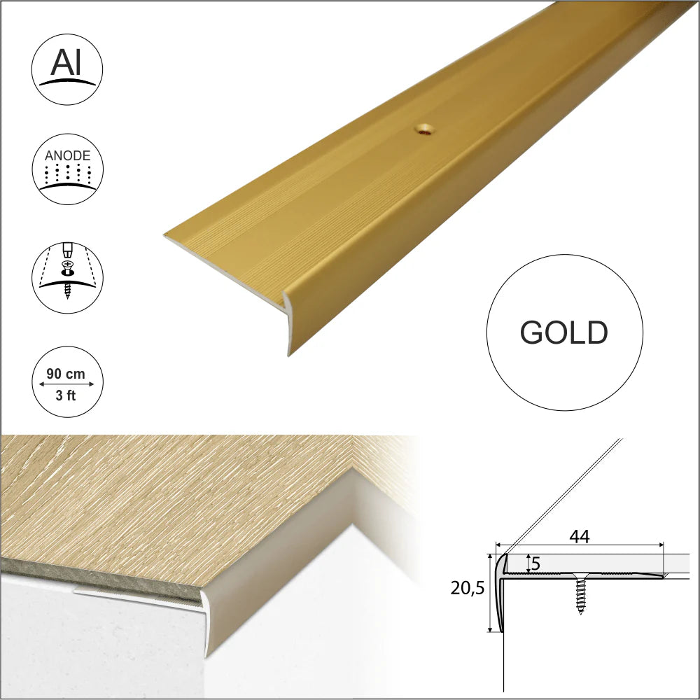  Anodised Aluminium LVT Stair nosing Edge Profile For 5mm Flooring