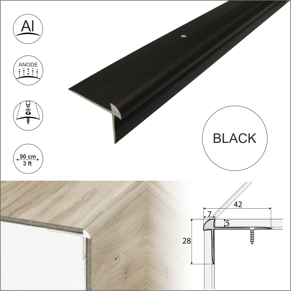 Anodised Aluminium LVT Stair nosing Edge Profile For 5mm Flooring