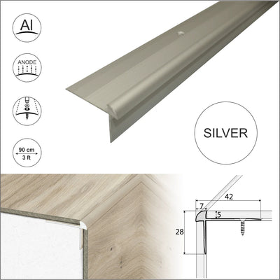 Anodised Aluminium LVT Stair nosing Edge Profile For 5mm Flooring