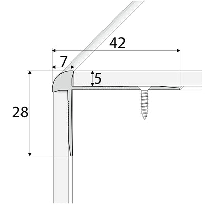 Anodised Aluminium LVT Stair nosing Edge Profile For 5mm Flooring