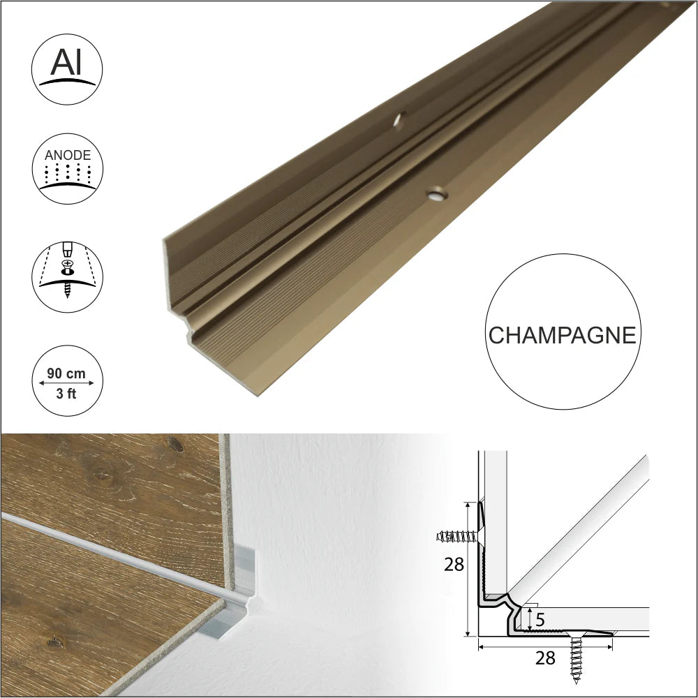 Anodised Aluminium LVT Stair nosing Inner Corner For 5mm Flooring