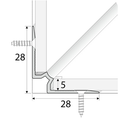 Anodised Aluminium LVT Stair nosing Inner Corner For 5mm Flooring