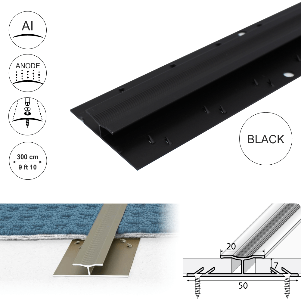 Anodised Aluminium Dual Edge Carpet Profile