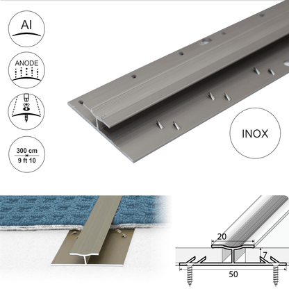 Anodised Aluminium Dual Edge Carpet Profile