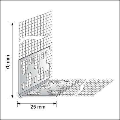 10 X 70x70mm Pvc Mesh Render Corner Bead