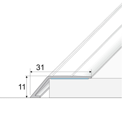 Anodised Aluminium Self Adhesive Door Threshold Ramp Profile