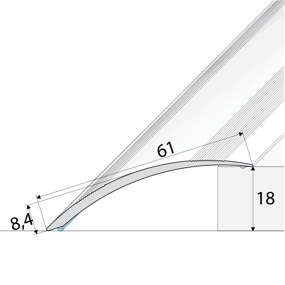 Anodised Aluminium Self Adhesive Door Threshold Ramp Profile
