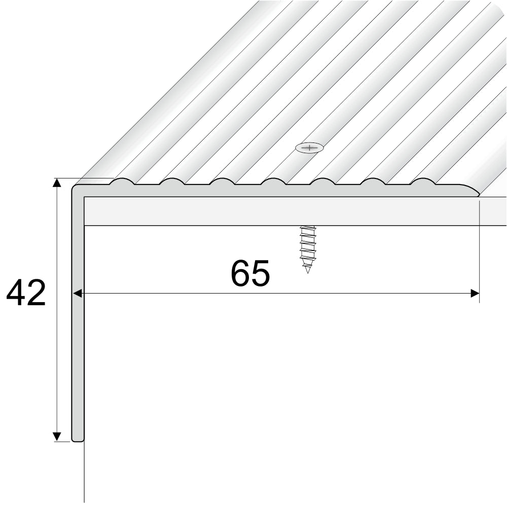 A32 65 x 42mm Anodised Aluminium Non Slip Ribbed Treads Stair Nosing Edge Trim