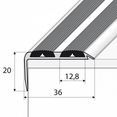 Aluminium Non Slip Rubber Stair Nosing Edge Trim With Inserts