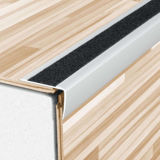 A44 41 x 26.6mm Anodised Aluminium Non Slip Stair Nosing Edge Trim With Non Slip Tape