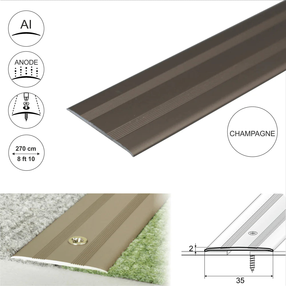 Anodised Aluminium Flat Door Threshold Profile