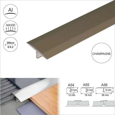 Anodised Aluminium Threshold Trim T Bar Transition Strip For Tiles