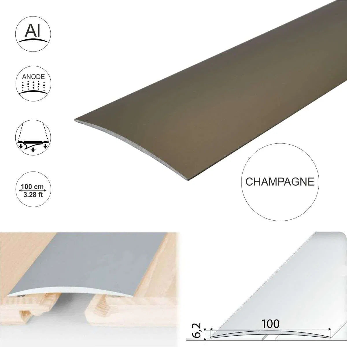 Anodised Aluminium Self Adhesive Door Threshold Strip