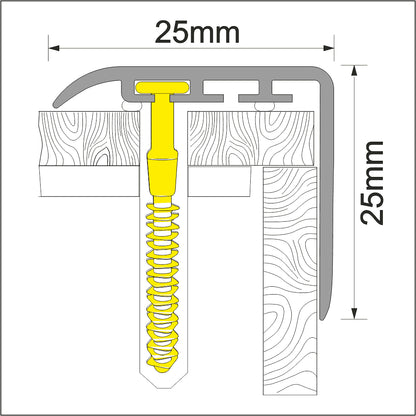 D-K0300 25 x 25mm Pvc Wood Effect Stair Nosing Edge Trim