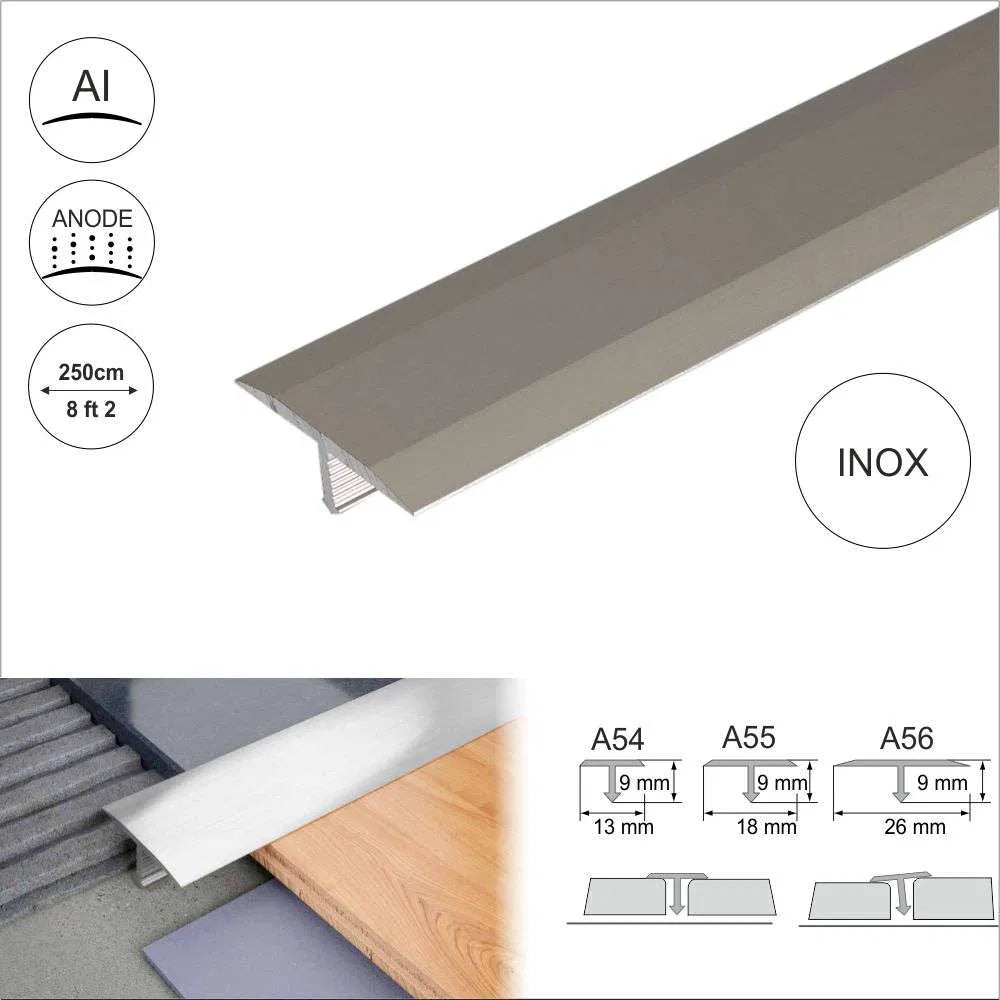 Anodised Aluminium Threshold Trim T Bar Transition Strip For Tiles