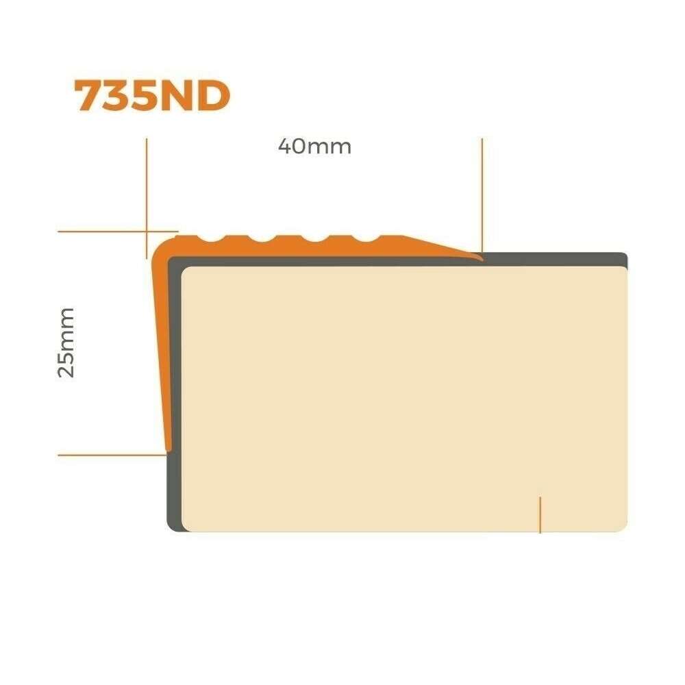 Flexible Anti-Slip Self-Adhesive Stair Nosing 40x25mm 735-ND