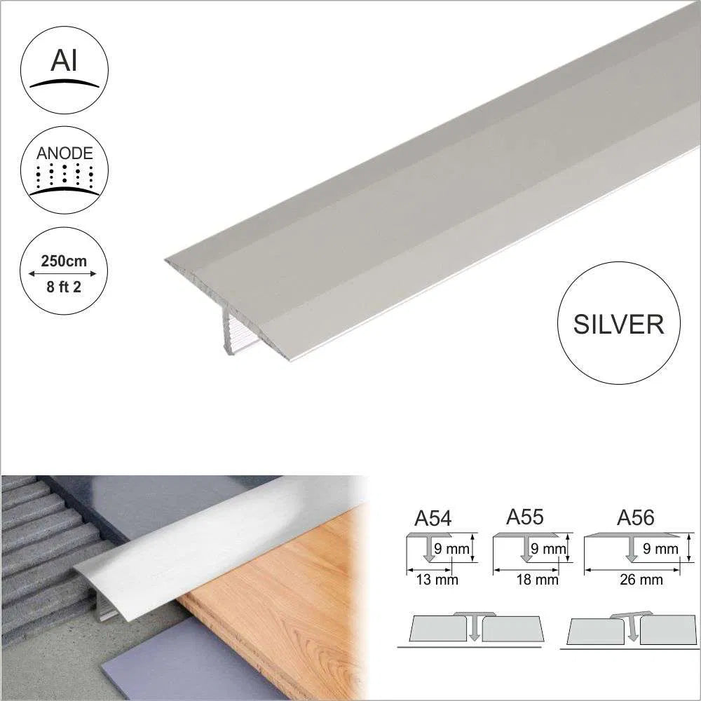 Anodised Aluminium Threshold Trim T Bar Transition Strip For Tiles